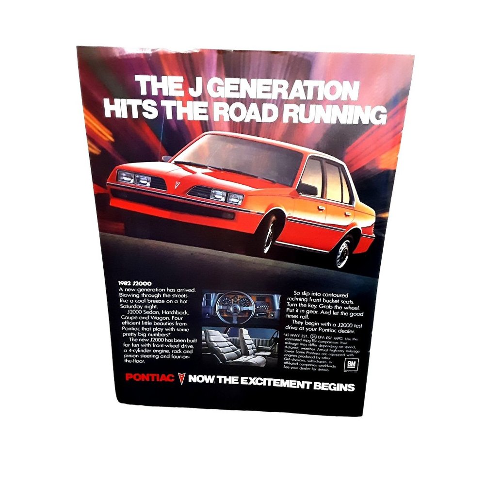 1981 1982 Pontiac J2000 Original Print Ad Vintage